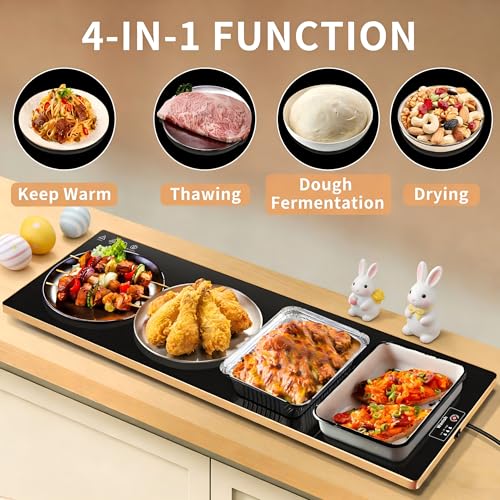 Image of Electric Warming Tray,Extralong 40 inchx12 inch,Tempered Glass Warming Mat for Food