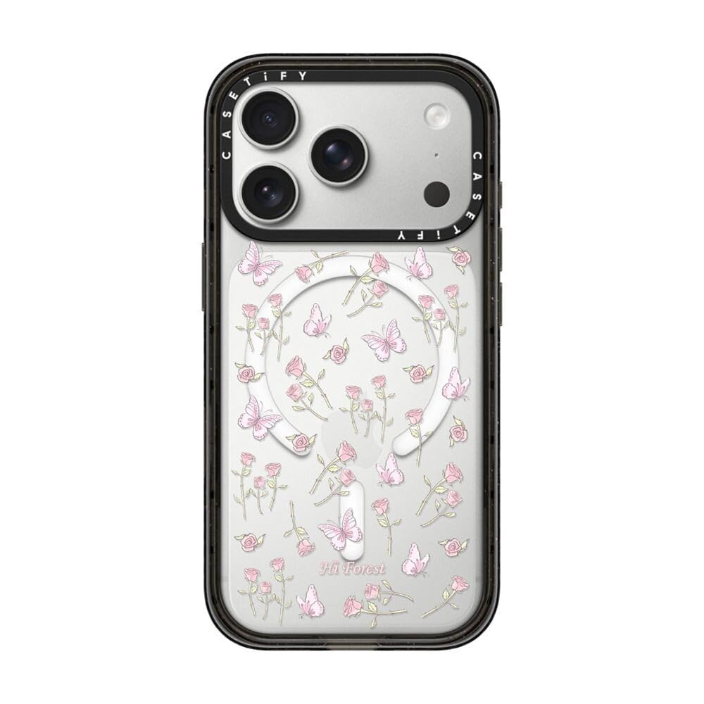 CASETiFY インパクト iPhone 17 Pro ケース [MagSafe対応/薄型 軽量/耐衝撃] - Flower Blossom - クリア ブラック