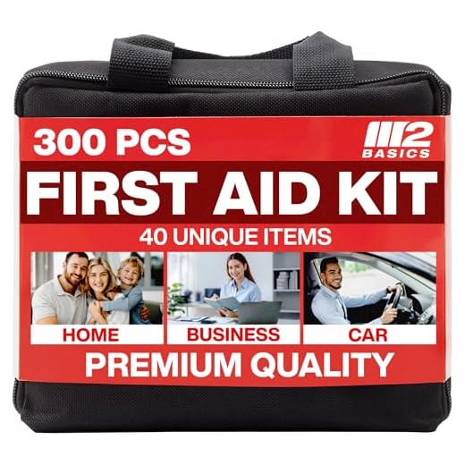 M2 BASICS 300 Piece (40 Unique Items) First Aid Kit | Premium Emergency Kits | Home, Camping, Car, Office, Travel, Vehicle, Survival