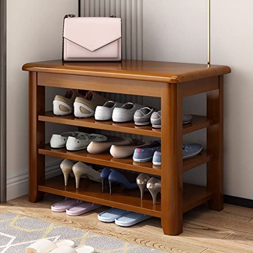 Étagère à chaussures en bois étroite avec banc autoportant de rangement