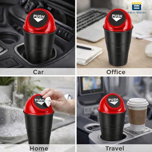 Image of Btag Portable Mini Trash Bin for Car, Office, Home & Travel | Compact Garbage Organizer for Vehicle, Desk, Table & Kitchen | Car Accessories | Pack of 1 | Red