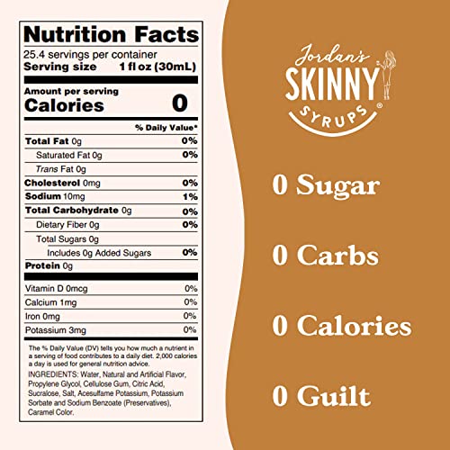 Jordan's Skinny Syrups Hazelnut, Sugar Free Coffee Flavoring Syrup, 25.4 Ounce Bottle #TOP5