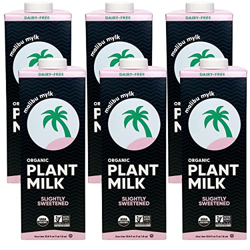 Malibu Mylk Slightly Sweetened Organic Flax Milk | 4G Fiber + 1800Mg Omega-3 Per Serving, Shelf-Stable, Dairy-Free, Plant Based Milk Alternative, Keto, Low Carb, Nut Free - 33.8Oz (6 Pack) #TOP17