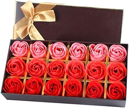 18Pcs Creative Gradient Simulation Rose Soap Flower (Red)