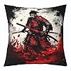 jejeloiu Kids Samurai Cushion Case of 1 Anime Throw Pillow Covers Boys Girls Japanese Ukiyoe Decor Pillowcase Teens Bedroom Decor 18 x 18-Inch