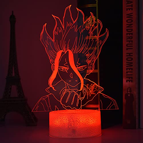 3D Lamp Anime Manga Ishigami Senkuu Dr.stone Figure Usb Night Light Desk Table Lamps For Home Decoration Lights Valentine's Day/Christmas Gift (7 Color Touch Lava Base) #TOP1