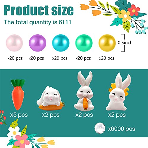 Amiatalo 6111 Pieces Easter Vase Filler, Multicolor Floating Bunny Pearls Candy Cane Water Gel Beads For Vase Filler Easter Party Home Table Festival Decor #TOP1