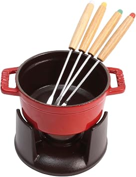 Staub Speciality Z1033-462 Mini Chocolate Fondue Set, Cherry, 3.9 inches 10 cm