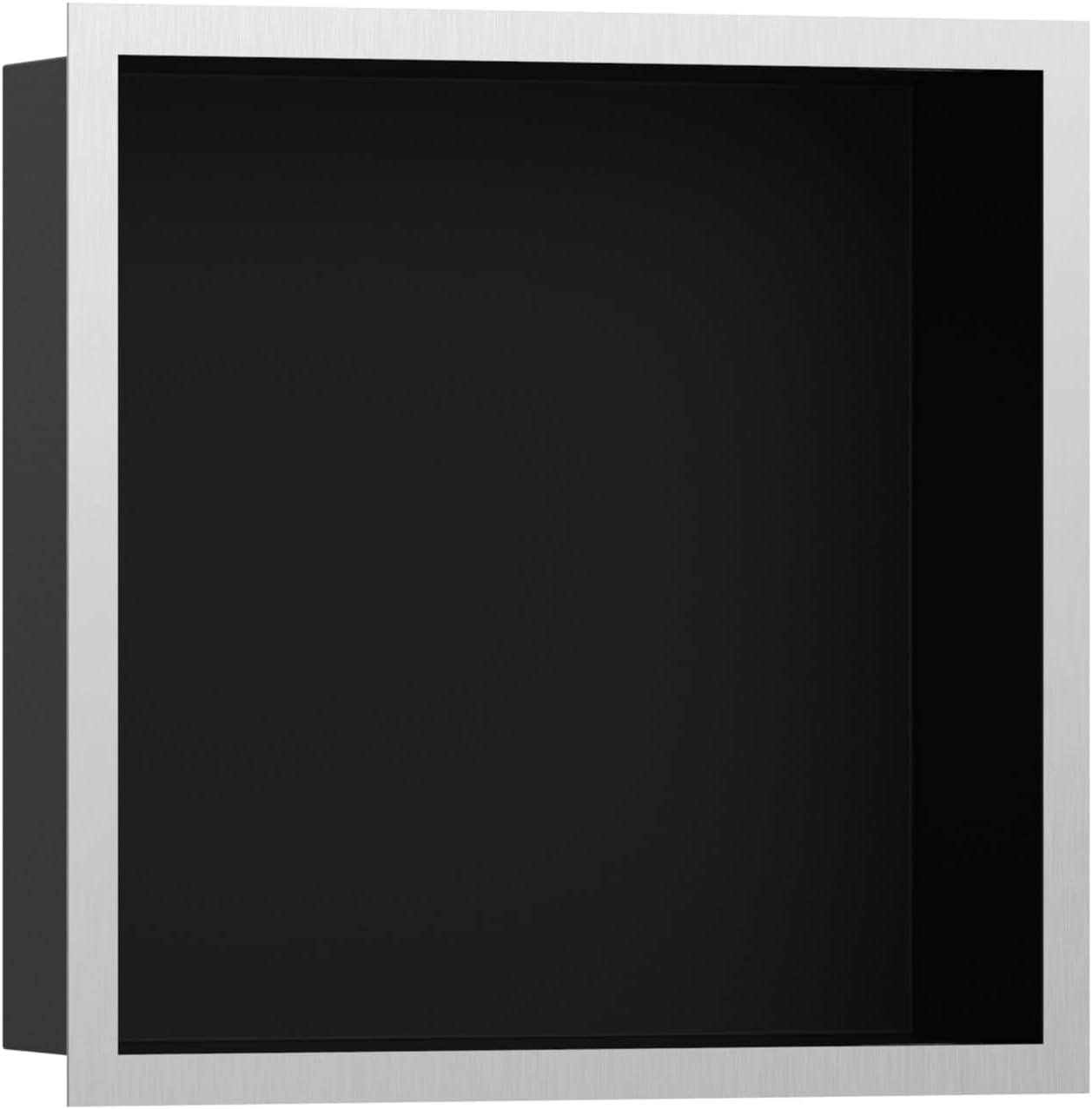 hansgrohe XtraStoris Individual Recessed Wall Niche Matte Black with Design Frame 12"x 12"x 4" in Matte Black, 56098670