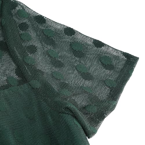 Robe de cocktail femme imprimé pois chic à manches courtes