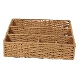 VILLFUL Boîte de Rangement Tissée pour Bureau Organisateur de Panier Multifonction Suppo...
