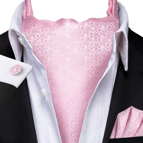 Image of Dubulle Paisley Floral Ascot for Men Self Tie Mens Cravat and Pocket Square Cufflinks Wedding