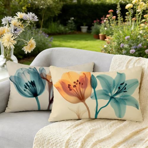Housse coussin 50x70 cm lot de 2 imperméable tulipe fleur
