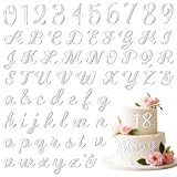 VASTRISE 126 PCS Custom Name Cake Topper Acrylic Letters DIY Personalized A-Z & 0-9 Number Alphabet Cake Decoration For Wedding Anniversary Baby Shower Party Birthday Supplies (Silver)