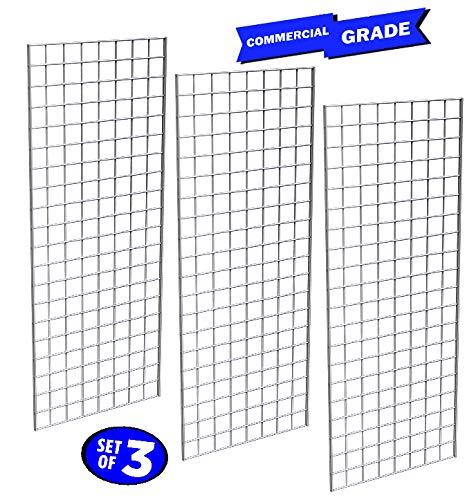 Only Garment Racks #1898WHT (3PCS) Only Garment Racks Commercial Grade Gridwall Panels – Heavy Duty Grid Panel for Any Retail Display, 2’ Width x 5’ Height, 3 Gridwall Panels Per Carton (White Finish)