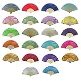 Pack of 10 Wholesale Silk Fabric Hand Fan Bamboo Ribs Wedding Party Favour