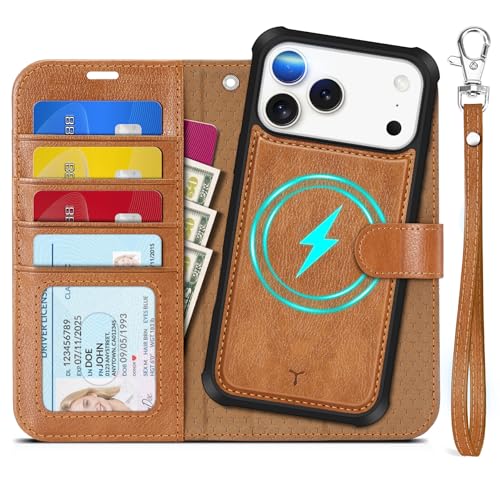 Coque iPhone 17 Pro Max 2 en 1 - Étui portefeuille brun clair idéal pour le quotidien