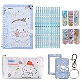 sanrio puroland Schulbedarfs-Set: 6 x Stift, 2 x Notizbuch, 2 x kleiner Schreibtischkalender, 1 x Haftnotiz, 1 x Federmäppchen. (Lesezeichen in zufälligen Stilen)