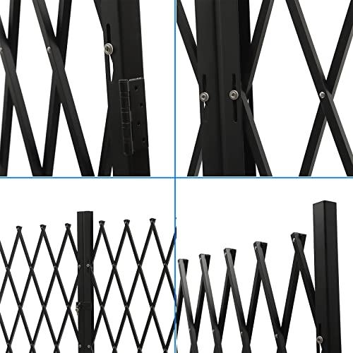 Single Folding Security Gate, 5' H X 10' W Folding Door Gate With Casters, Flexible Expanding Security Gate, 360° Rolling Barricade Gate, Scissor Gate Or Door With Padlock (5' H X 10' W) #TOP6