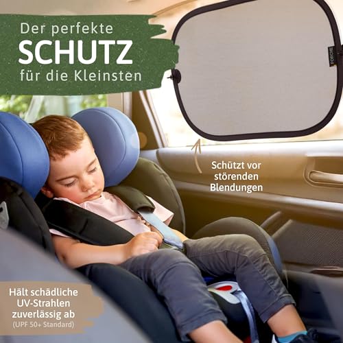 FORCHE® Auto Sonnenschutz Seitenscheibe – Sonnenblende, UV-Schutz für Babys/Kinder, reduziert Blendung & Hitze, schnelle Montage mit starken Saugnäpfen