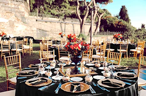 YMHPRIDE 24 Pack Plastic Table Cloth Disposable, 84 Inch Black Disposable Table Cloth for Round Tables, Waterproof Stain-Resistant Plastic Tablecloths for Party Picnic Birthday Wedding Outdoor by YMHPRIDE - Image 6