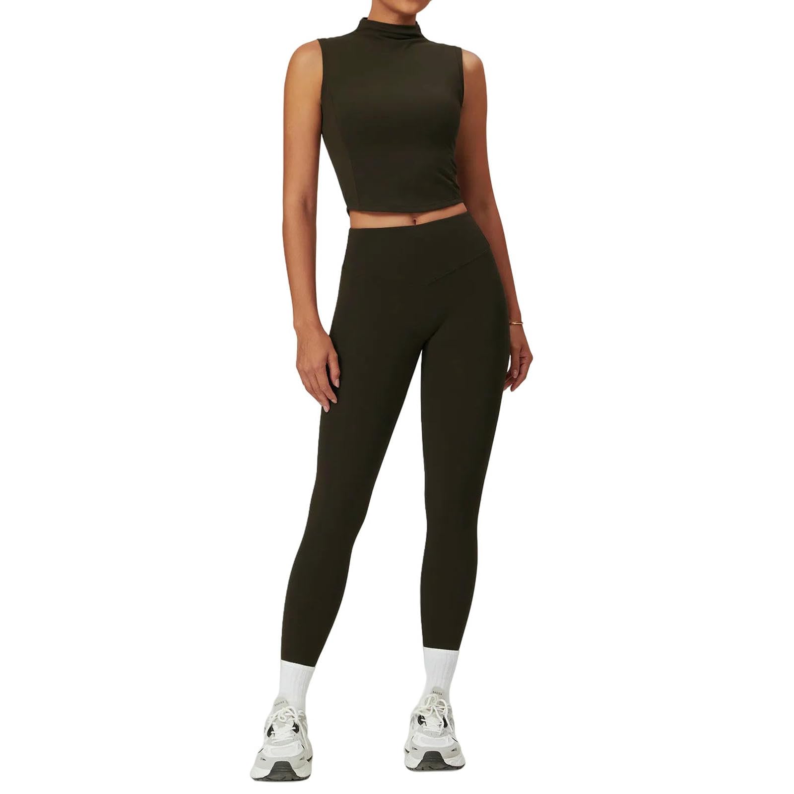 bielizna modelująca joga odzież na siłownię odzież sportowa kostiumy do jogi dla kobiet fitness dresy z krótkim rękawem biustonosz sportowy legginsy na siłownię, Czarny zestaw do kawy-2, XL