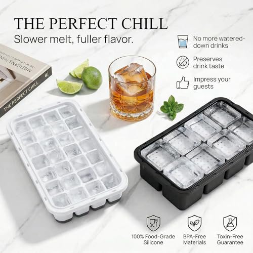 Bandeja para cubitos de hielo con tapa y pinzas, 40 cubos miniatura 2