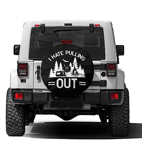 Image of Delerain I Hate Pulling Out Spare Tire Cover with Backup Camera Hole Wheel Protectors Sun Protector Waterproof for Jeep Trailer RV SUV Truck and Many Vehicle(16 Inch for Diameter 29 inch-31 inch)