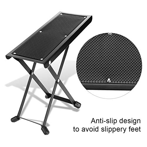 Guitar Foot Stool 4 Adjustable Height Levels Foot Rest Stool Non Skid Metal Guitar Pedal For Comfortable And Solid Support #TOP4