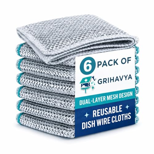 Image of Double Layer Non Scratch Wire Dish Wash Cloth, Pack of 6