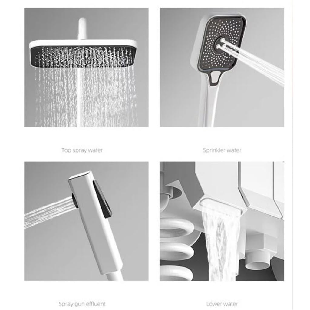 Juego de ducha for el hogar con blanca, cabezal, botón piano for baño, inteligente