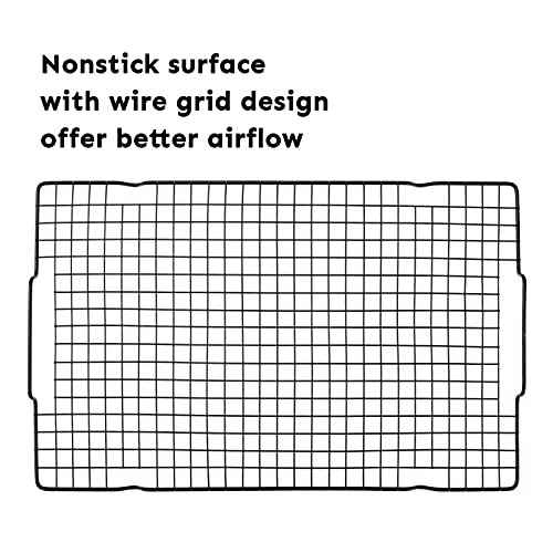 Hulisen 2 Pack Cooling Racks - 16" X 10", Nonstick Wire Baking Rack With Handle Fits Half Sheet Pan For Cooking, Roasting, Grilling, Drying, Metal Mesh Cookie Rack For Cooling Cake, Oven Safe #TOP7