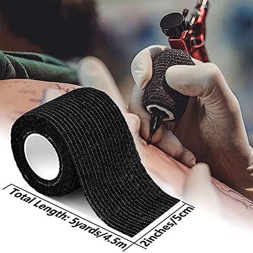 Sotica 200Pcs Tattoo Pen Covers And 6Pcs Tattoo Grip Tape Wrap Cover Black Tattoo Pen Bags Pen Sleeves With Black Self-Adherent Tape For Tattoo #TOP5