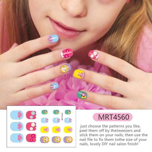 XZMeiLun Kids Nail Stickers, Plant Theme Design Kids Nail Wraps Full Kid Nails Strips, Contains A Variety of Animal Patterns, No UV lamp is Required, Self Adhesive Child Strips for Kid Girls,180Pcs