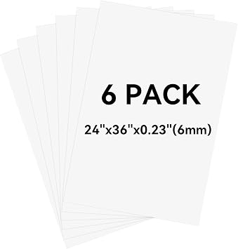 Foam Board 24x36 Inch, 6 Pack White Poster Board, 0.23 Inch Thick