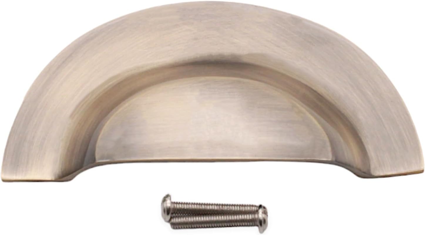 Infinity Decor Traditional Style Solid Brass Cup Shell Handle 105mm –Kitchen Cabinet Drawer Cupboard Door Pull (Antique Brass)