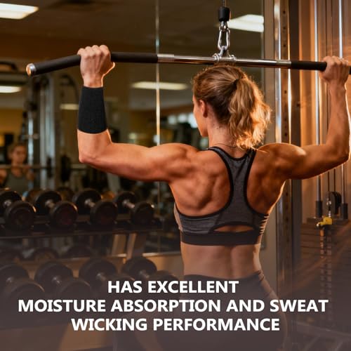 Sweat Bands Wristbands for Men Women - 4Pcs 6Inch Cotton Elastic Sport Wrist Bands - Extended Absorbent Sweatband Wrist for Gym, Workout, Tennis, Running, Basketball, Football (Black) - Image 5