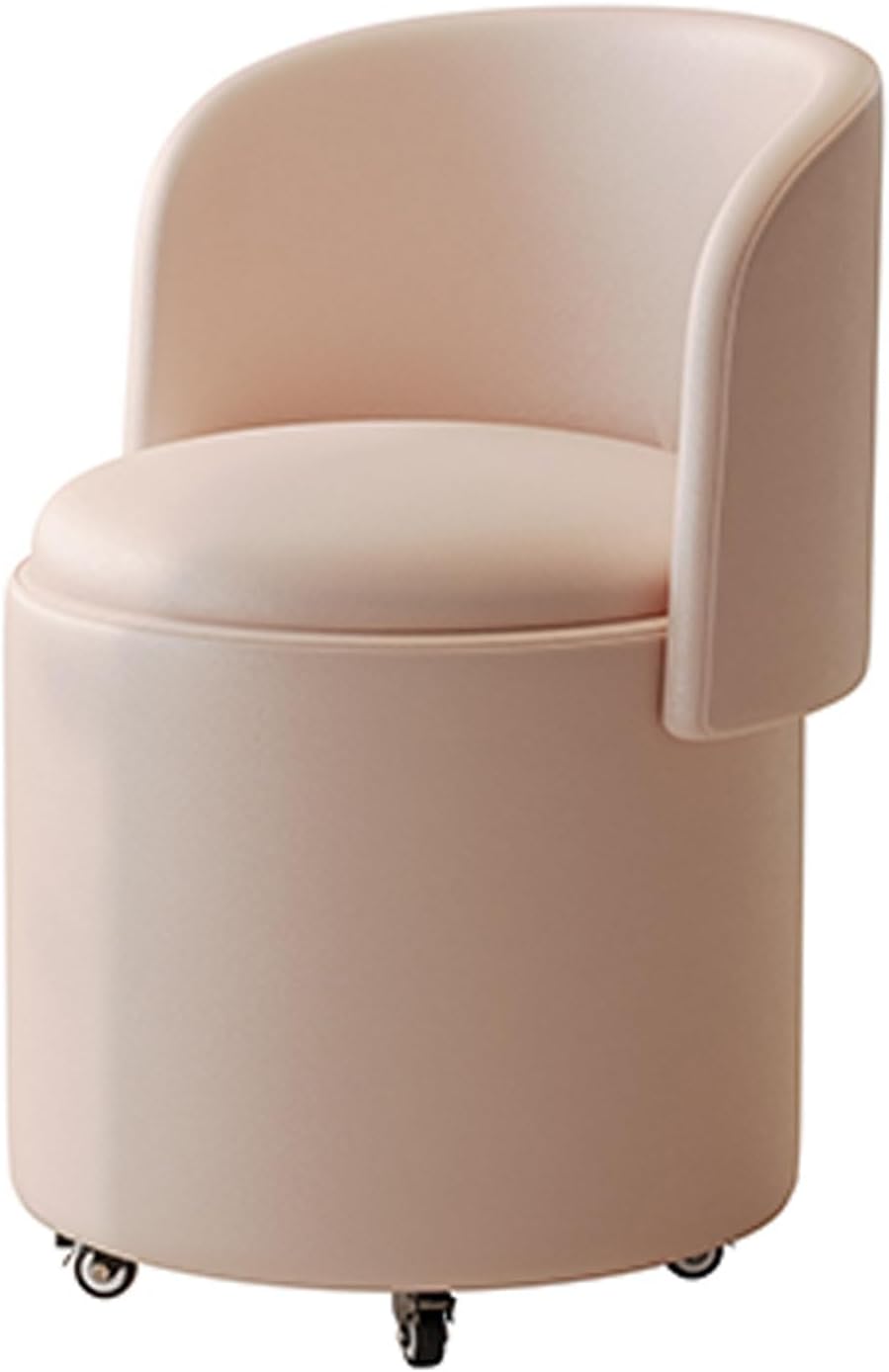 Dressing Table Chair with Wheels, Foldable Backrest, Faux Leather