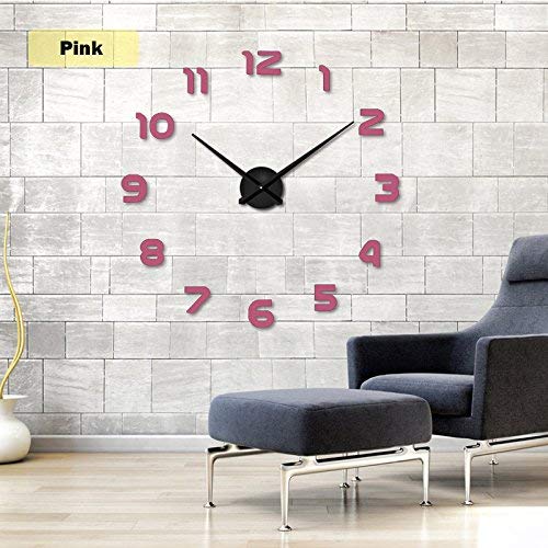 WorldCare® Muhsein Metal Moderm DIY Wall Clock Acrylic Metal Mirror Wall Watch Home Decoration Super Big Clocks Pink 47 inch
