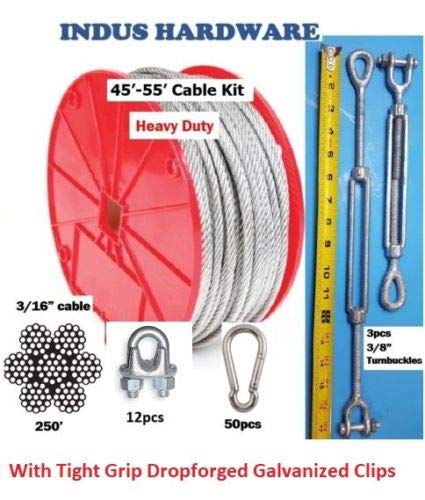 Heavy Duty 55' Indoor/Outdoor Cable Kit for Baseball Softball Batting Cage Net