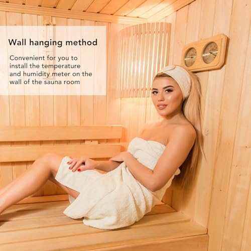 2 in 1 Wooden Sauna Thermometer and Hygrometer 2 in 1 Wooden Sauna Hygrothermograph Sauna Thermometer Sauna Hygrometer for Hotel or Sauna Room, Temperature Measurement for Sauna Room Accessories