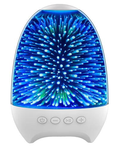 Aiscool Night Light Bluetooth Speaker, 3D Glass Music Bedside Table Lamp with 7 Colors, LED Touch...