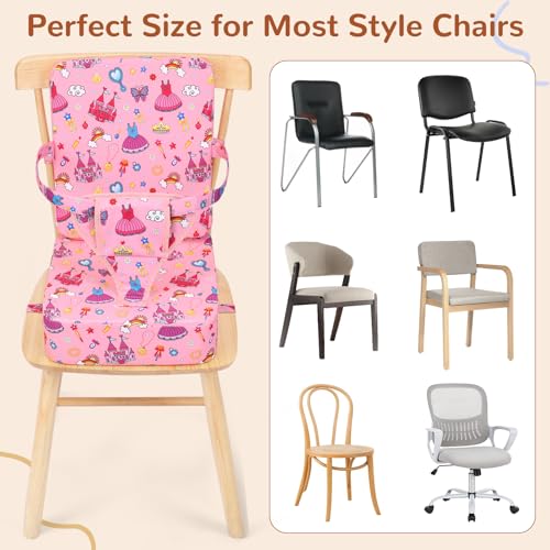 TOTIDYH Toddler Booster Seat for Kitchen Chair, Non-Slip Bottom Dining Table Booster Seat with Backrest and Adjustable Straps, Portable Eating Travel Increasing Cushion