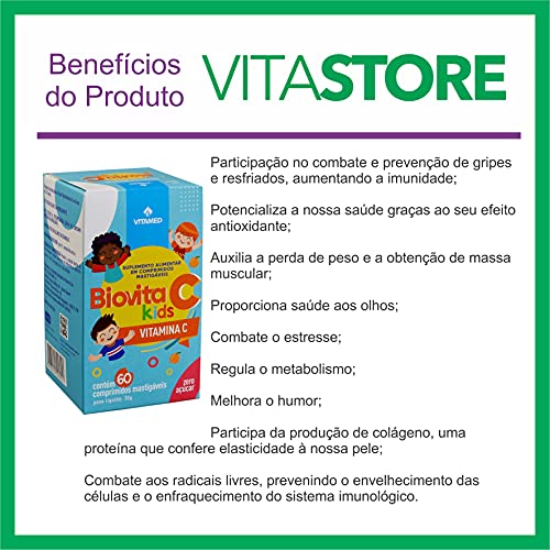 Vitamina C Biovita Kids- 60 pastilhas mastigáveis, Vitamed