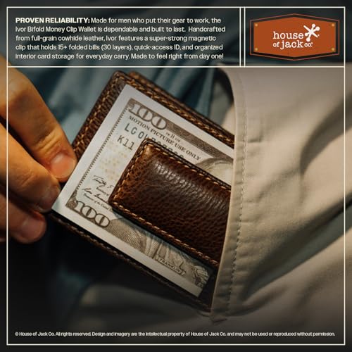 Image of House of Jack Co. Ivor Men's Bifold Money Clip Wallet, Front Pocket Wallet