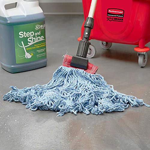 Image of Rubbermaid Commercial Products Super Stitch Large 24 OZ Blend Wet Mop, 5 inch Headband, Blue, for General Purpose Cleaning of Hard Floors Including Hardwood /Tile /Concrete