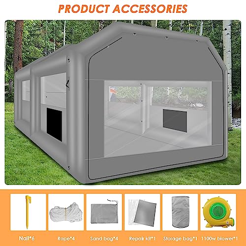 QILEBA Aufblasbare Lackierkabine, 6, 1 x 4, 1 x 2, 7 m, mit Gebläse, 1100 W, tragbare Lackierkabine mit Luftfiltersystem für Parkplatzzelt, Arbeitsplatz-4