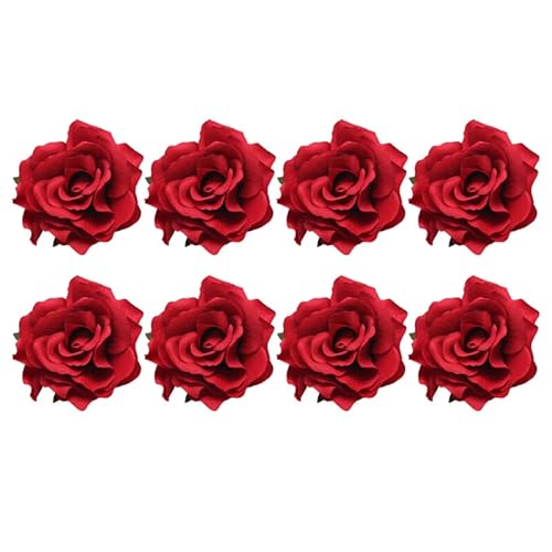 Operitacx 8 StüCk Rote Rosen Haarspangen FüR Frauen, Haarblume Phaarschmuck Blumen FüR Hochzeiten, Partys Und Besondere AnläSse, 10 X 10 X 7 Cm