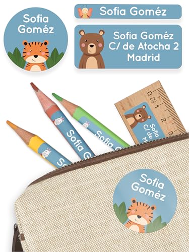Set Etiquetas Personalizadas Para Objetos De Niños 50 Piezas - Etiquetas Adhesivas Personalizadas Guardería Y Escuela - Pegatinas Personalizadas Nombre Impermeable Y En Diferentes Tamaños - Azul