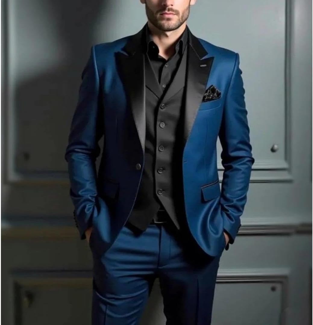 Men's 3 Piece Suit Set Regular Blazer Pants for Travel Dinner Formal Plans | 3 Piece Suit Set with regular styling supports dressy wardrobe option, social event, and loafers outfits.